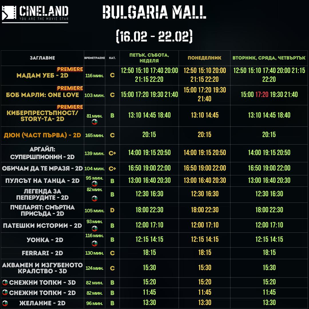  Cineland Bulgaria Mall :      16-22  2024